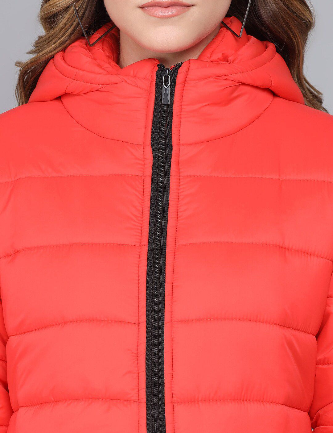 Kotty Women Orange Longline Outdoor Puffer Jacket