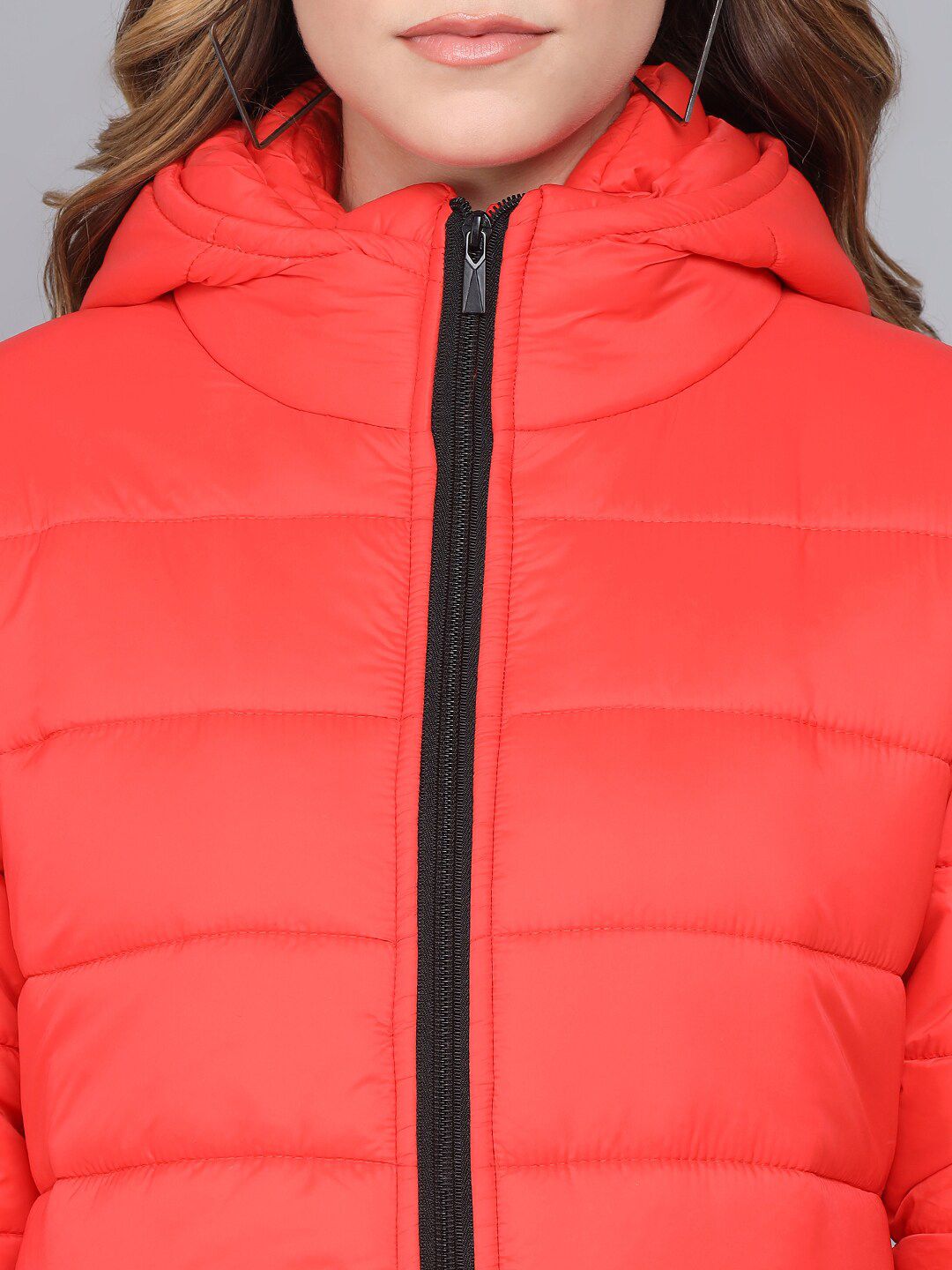 Kotty Women Orange Longline Outdoor Puffer Jacket