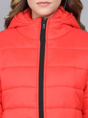 Kotty Women Orange Longline Outdoor Puffer Jacket