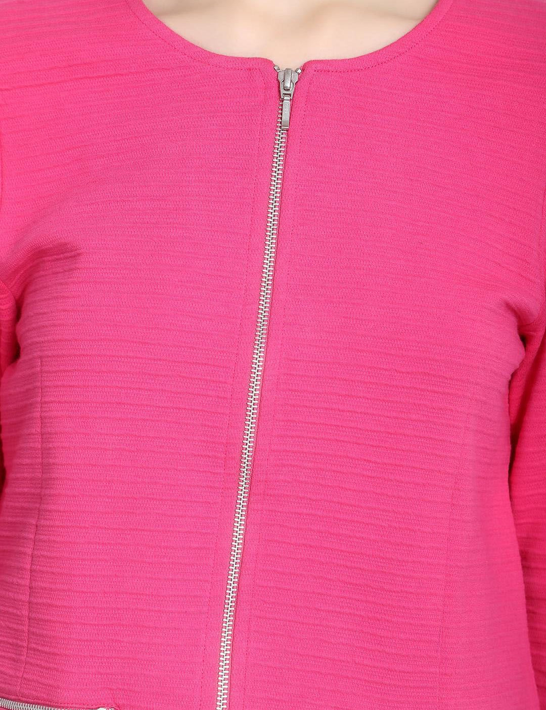 Kotty Women Pink Self Design Lightweight Tailored Jacket