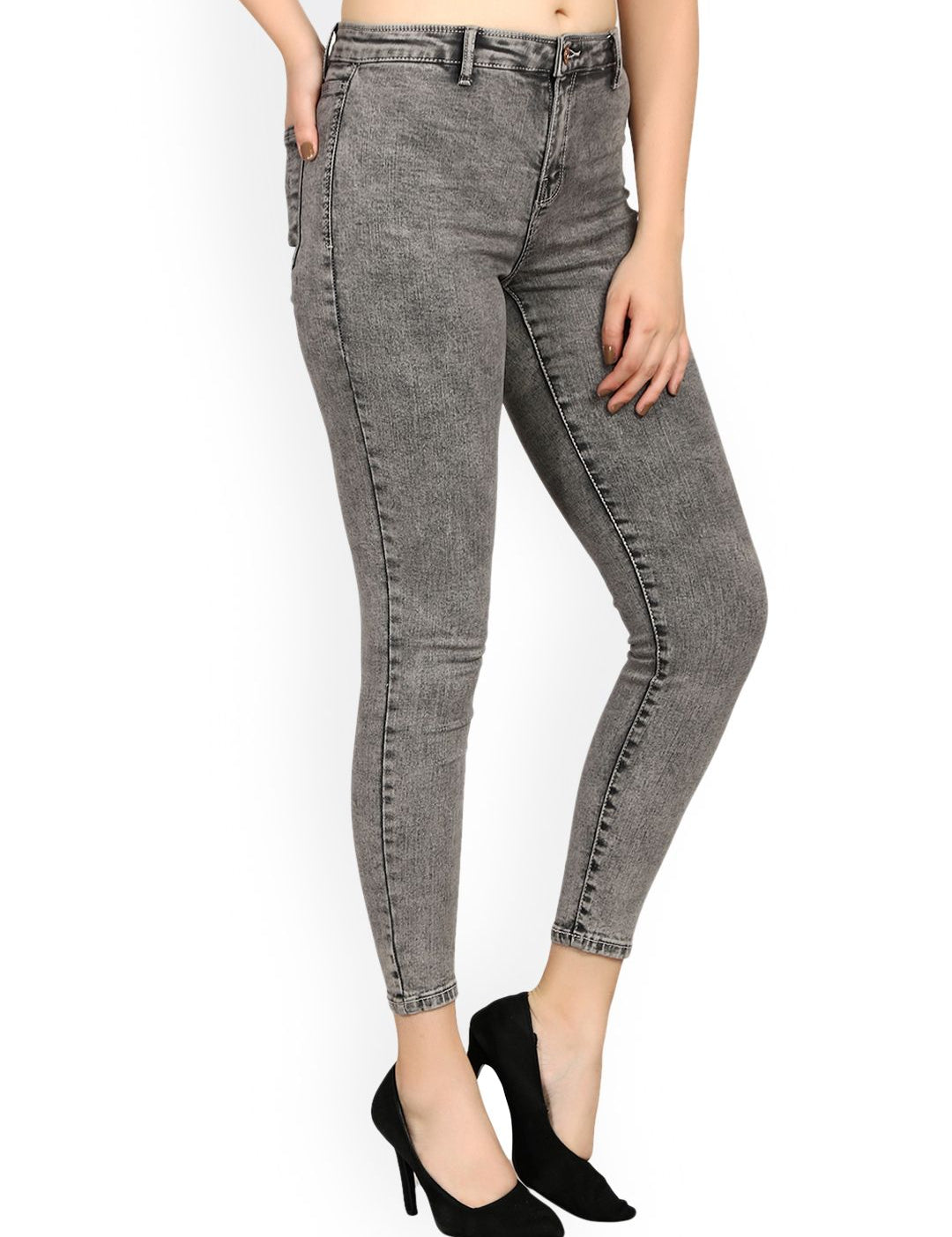 Kotty Women Charcoal Skinny Fit High-Rise Clean Look Jeans