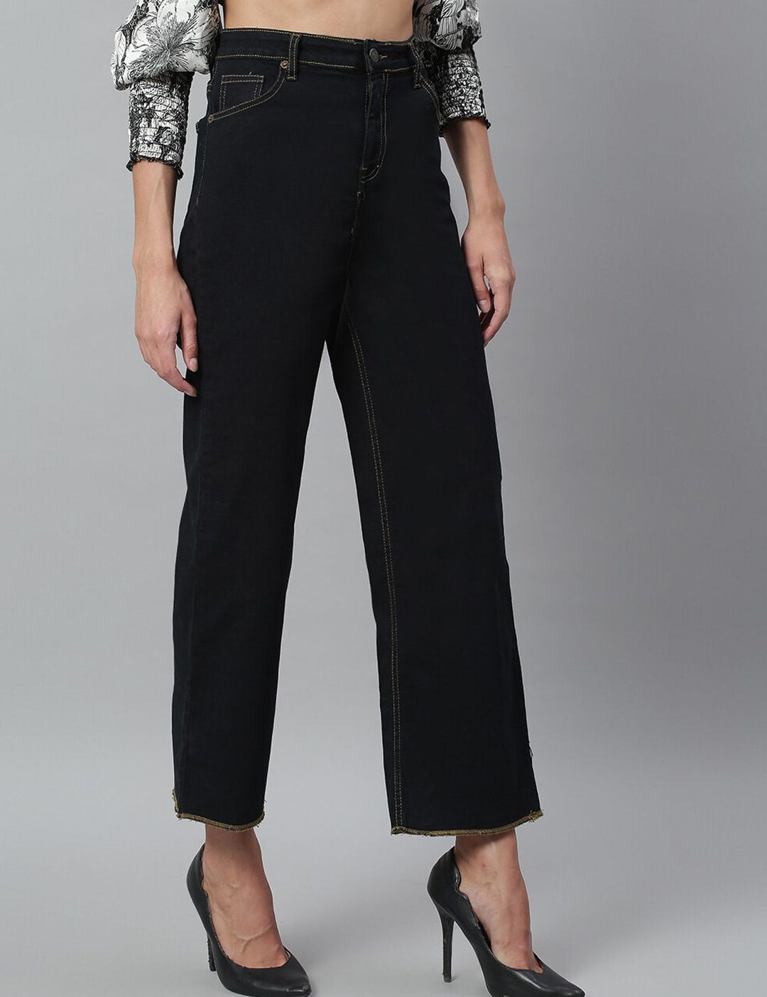 Kotty Women Black No Fade Clean Look Flared Jeans