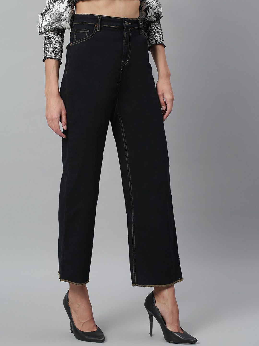 Kotty Women Black No Fade Clean Look Flared Jeans