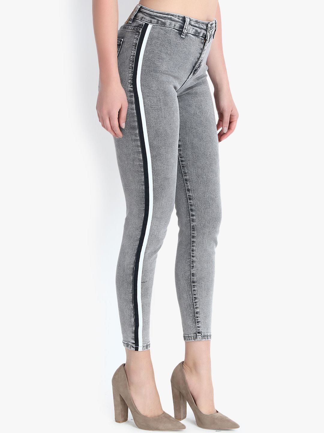 Kotty Women Grey Skinny Fit High-Rise Clean Look Jeans
