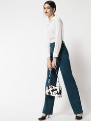 KOTTY BIZwear Women Pack Of 2 Relaxed Straight Leg High-Rise Easy Wash Parallel Trousers