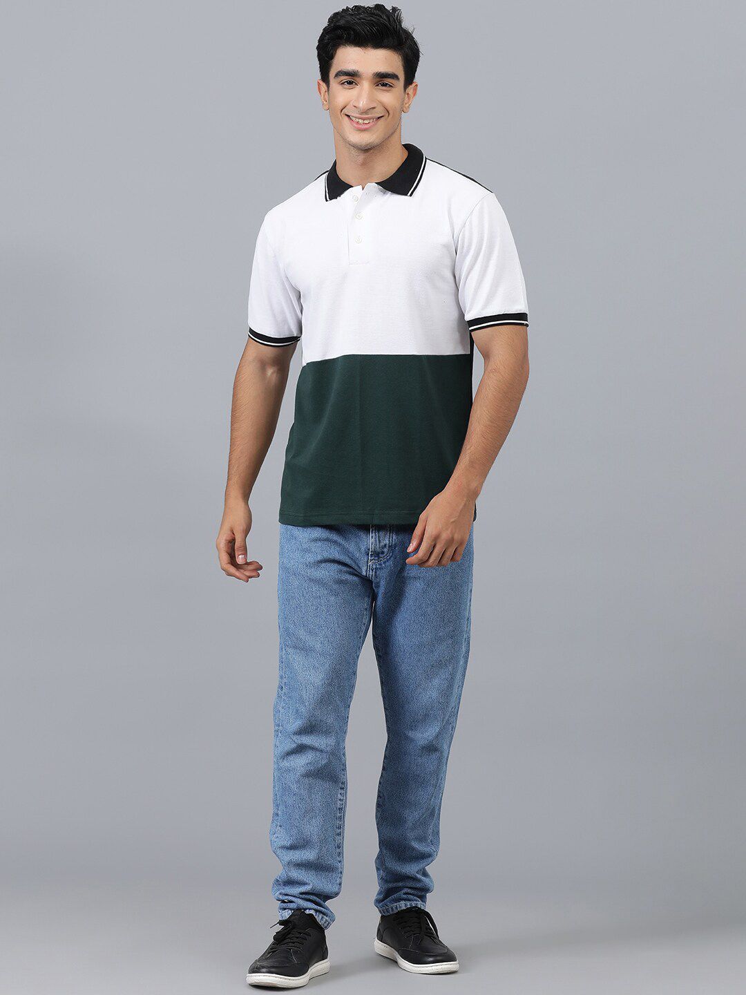 Kotty Colourblocked Polo Collar Cotton T-shirt