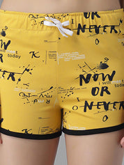 Kotty  Women Typography Printed Regular Fit Low-Rise Hot Pants Shorts