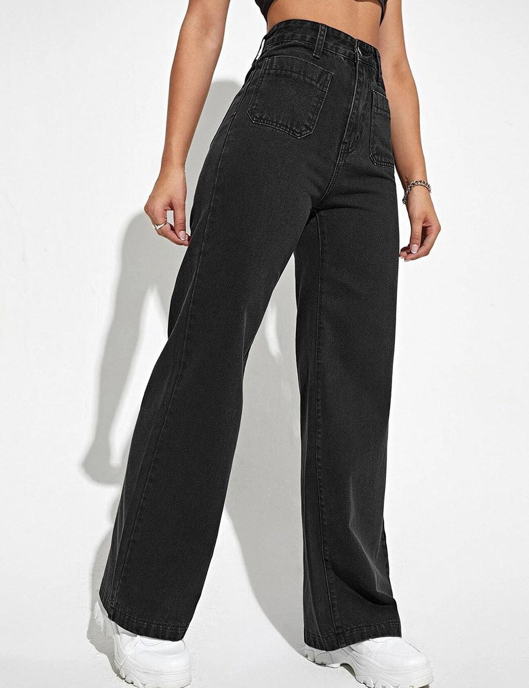 Kotty Women Black Jean Straight Fit High-Rise Mildly Distressed Jeans