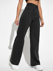 Kotty Women Black Jean Straight Fit High-Rise Mildly Distressed Jeans