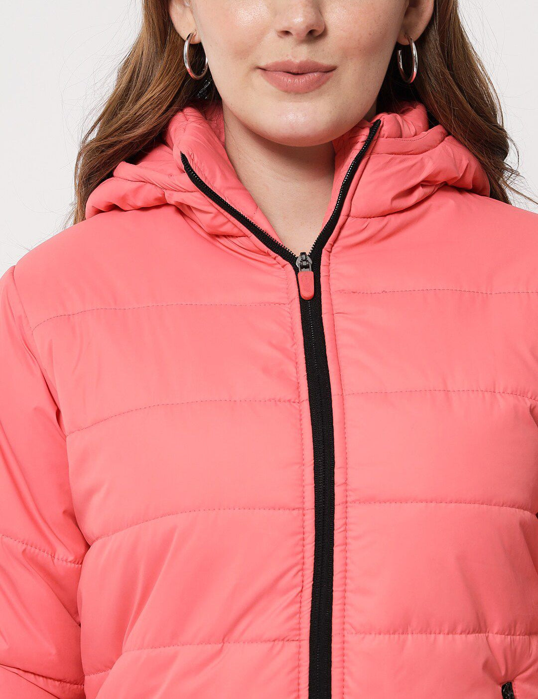 Kotty Women Pink Longline Hooded Puffer Jacket
