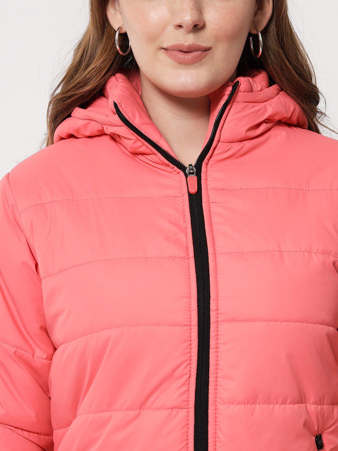 Kotty Women Pink Longline Hooded Puffer Jacket
