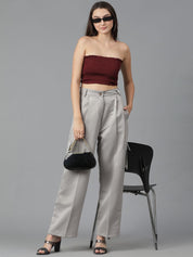 Kotty Women Straight Fit High-Rise Easy Wash Cargos Trousers