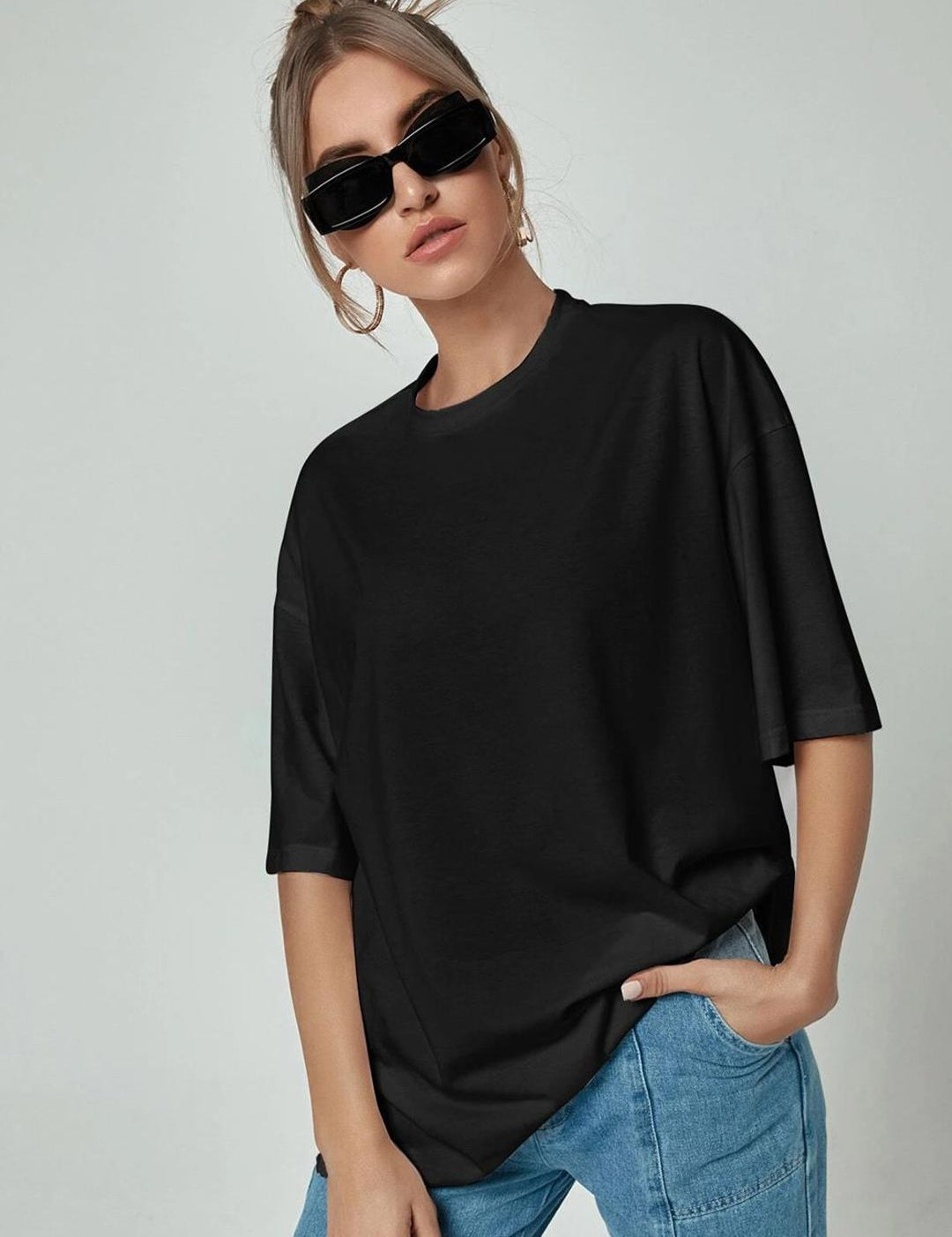 Kotty Drop-Shoulder Sleeves Loose Cotton T-shirt