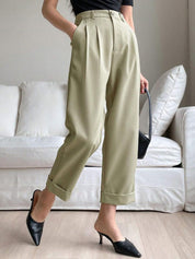 Kotty Women Relaxed Straight Leg Straight Fit High-Rise Easy Wash Trousers
