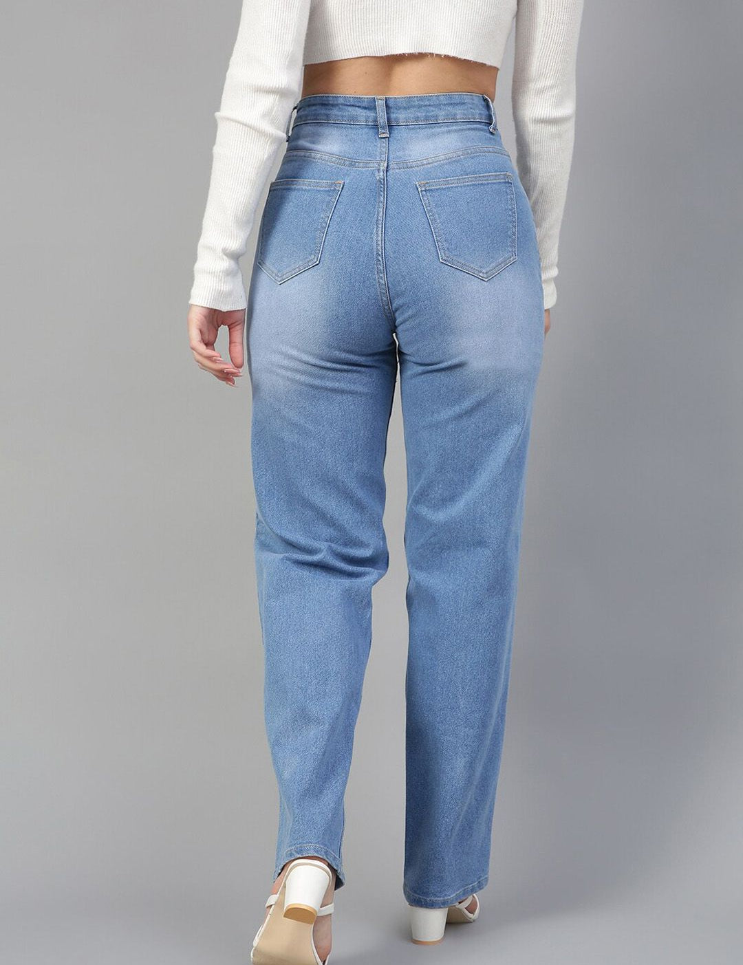 Kotty Women Jean Straight Fit High-Rise Light Fade Stretchable Jeans