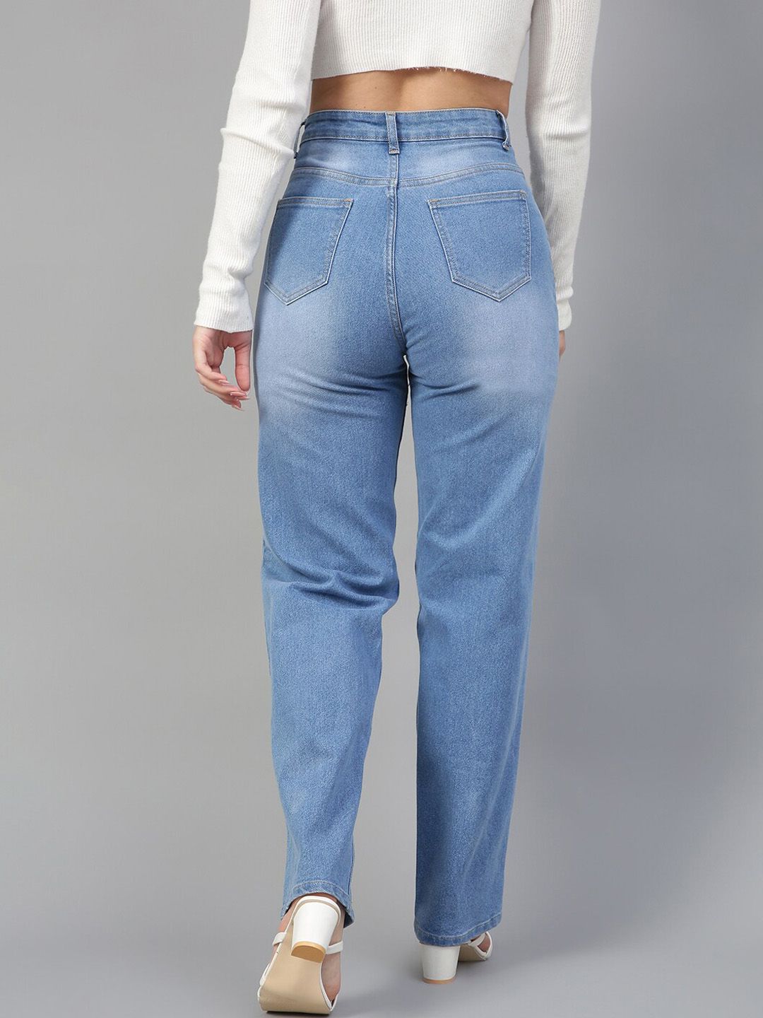 Kotty Women Jean Straight Fit High-Rise Light Fade Stretchable Jeans