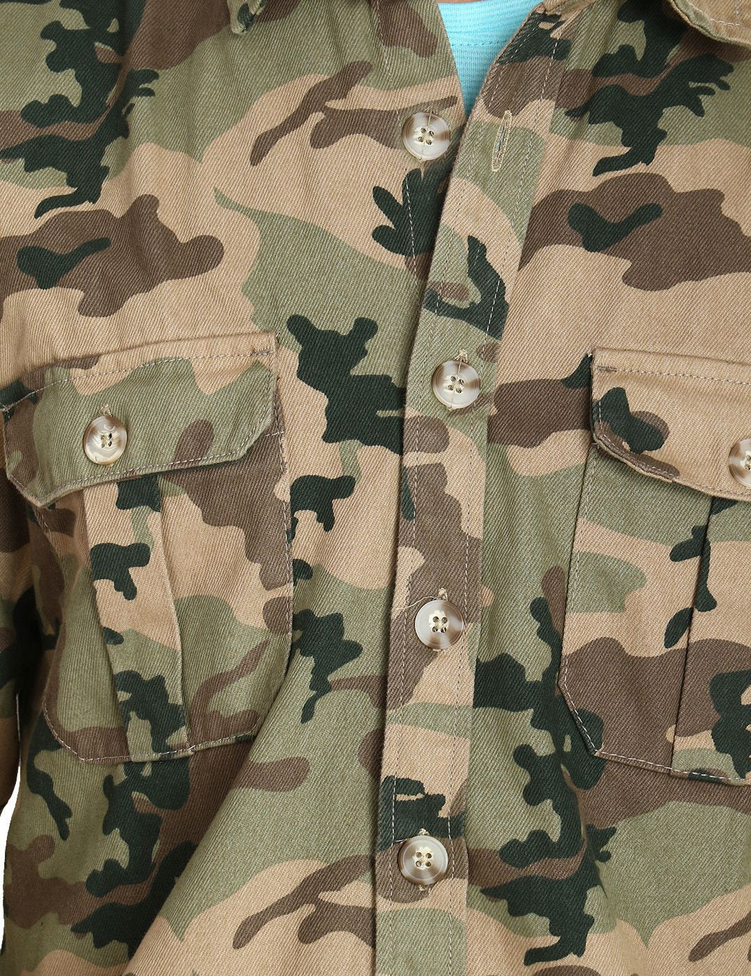 Kotty Men Green & Beige Camouflage Tailored Jacket