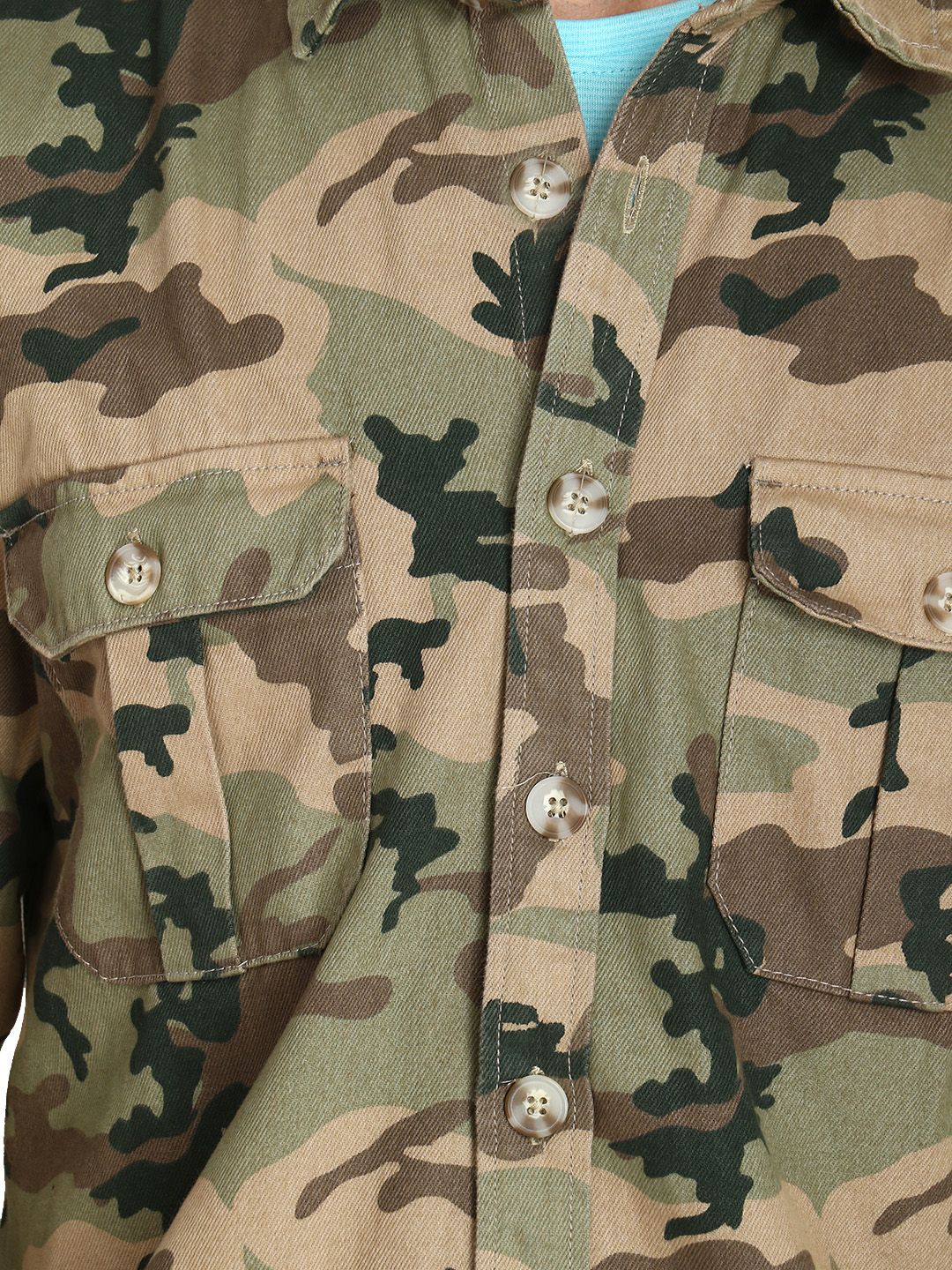 Kotty Men Green & Beige Camouflage Tailored Jacket