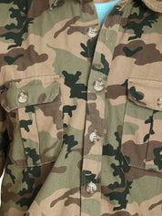 Kotty Men Green & Beige Camouflage Tailored Jacket