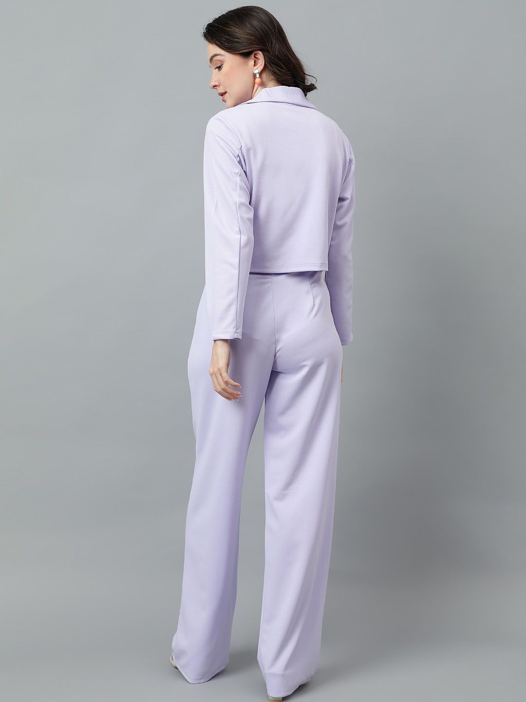 KOTTY BIZwear Purple Notched Lapel Collar Blazer & Mid Rise Trouser