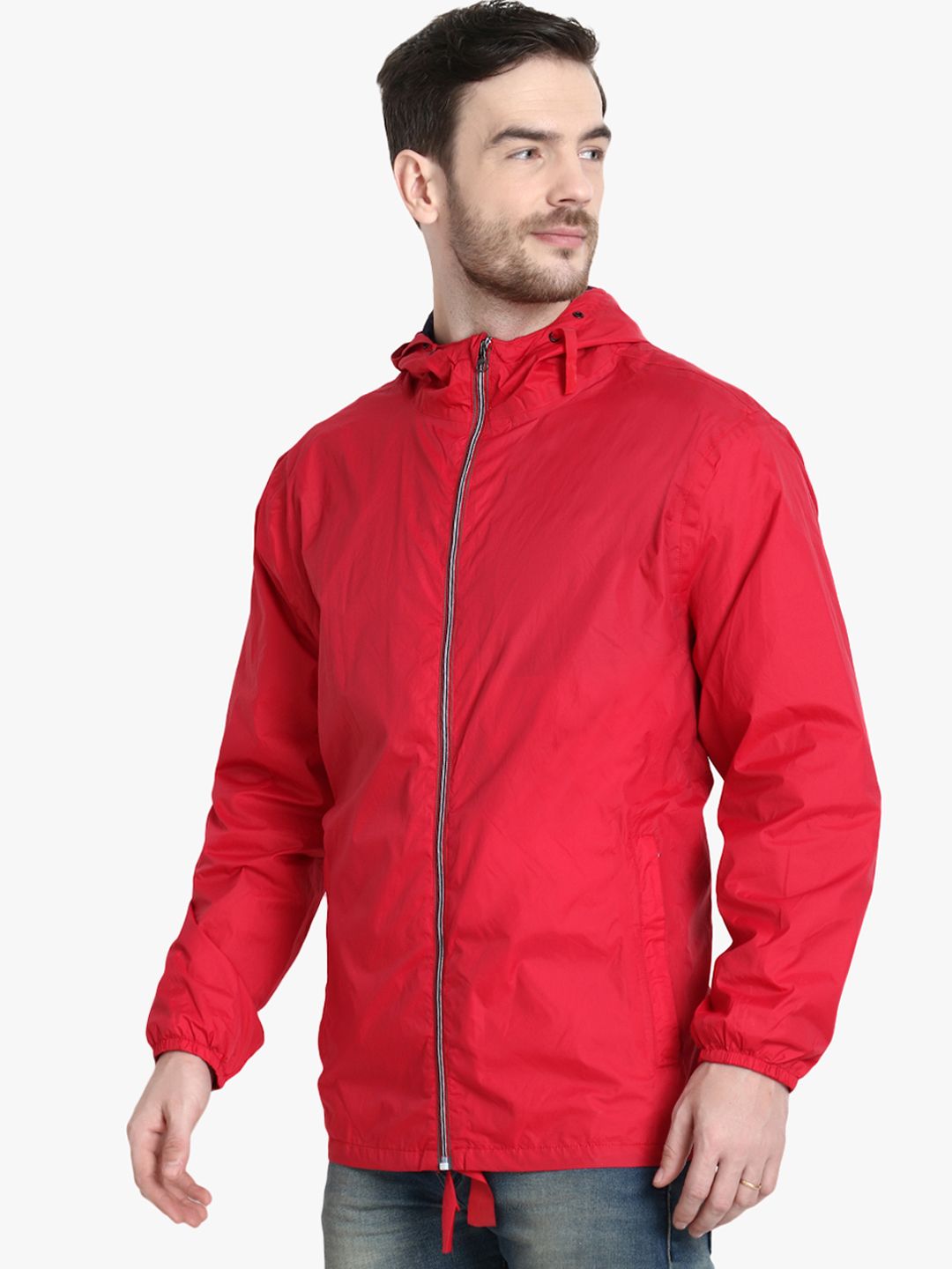 Kotty Men Red Solid Windcheater Padded Jacket