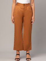 Kotty Women Relaxed Straight Fit High-Rise Easy Wash Pleated Trousers