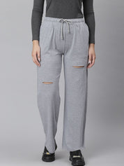 Kotty Women Grey Solid Straight-Fit Track Pants