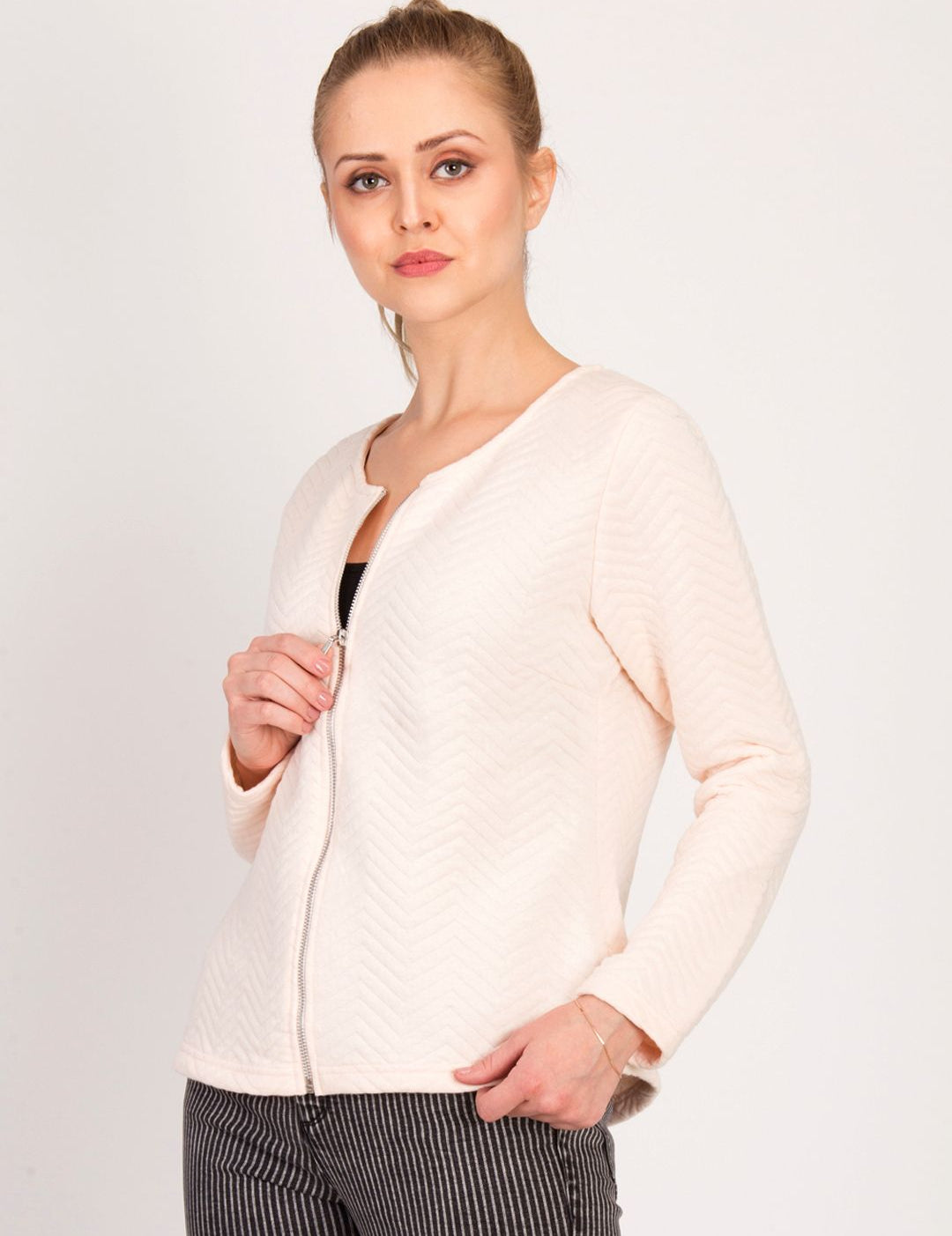 Kotty Women Pink Self Design Open Front Jacket