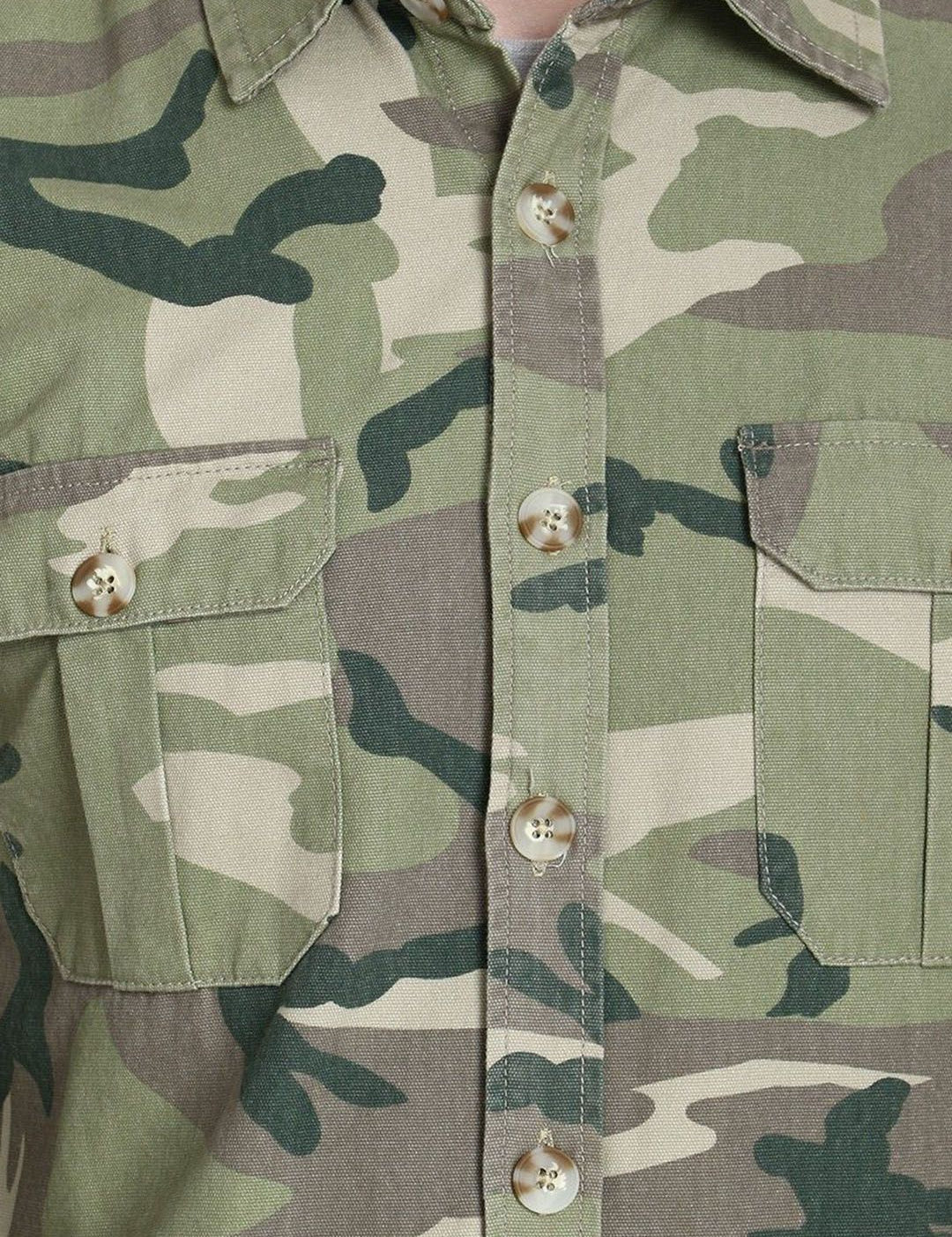 Kotty Men Spread Collar Camouflage Printed Denim Cotton Jacket