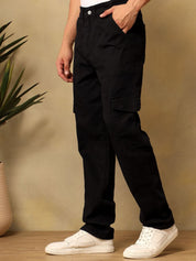 Kotty Men Regular Fit Mid-Rise Clean Look No Fade Stretchable Jeans