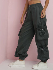 Kotty Women Solid Relaxed High-Rise Parachute Trousers