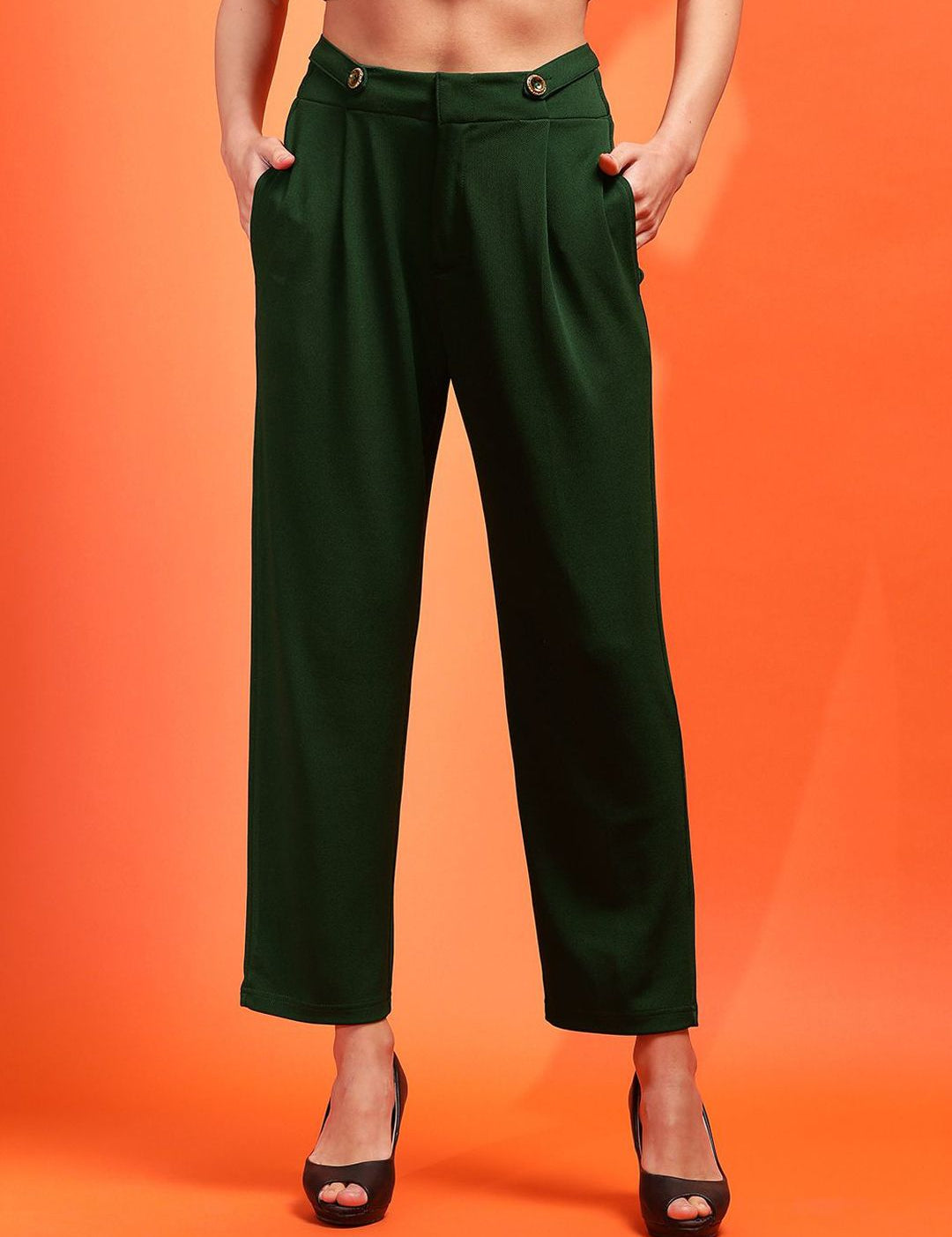 Kotty Women Relaxed High-Rise Easy Wash Pleated Peg Trousers