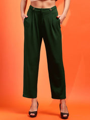 Kotty Women Relaxed High-Rise Easy Wash Pleated Peg Trousers