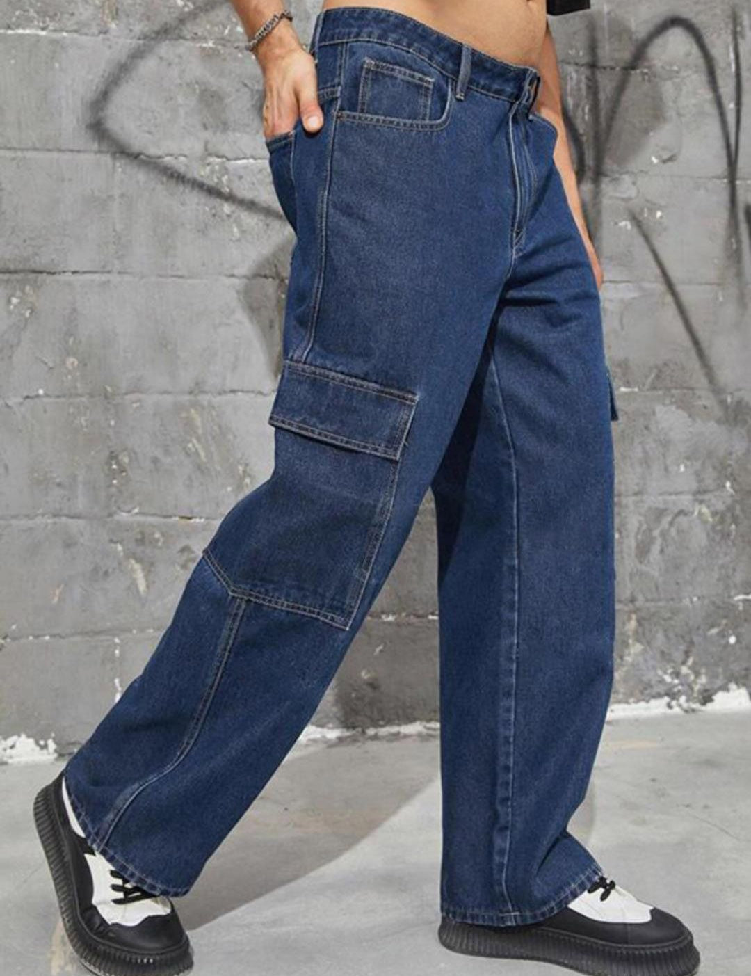 Kotty Men Jean Low-Rise Clean Look Stretchable Cargo Jeans