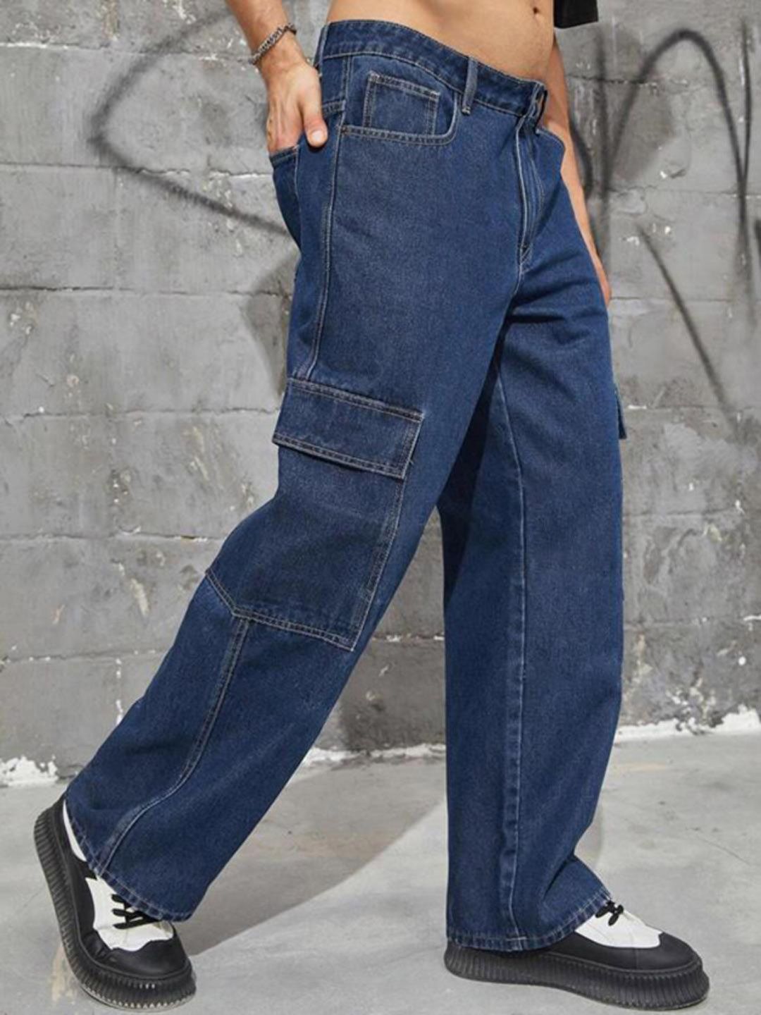 Kotty Men Jean Low-Rise Clean Look Stretchable Cargo Jeans