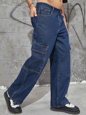 Kotty Men Jean Low-Rise Clean Look Stretchable Cargo Jeans