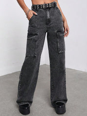 Kotty Women Grey Jean Straight Fit High-Rise Clean Look Stretchable Jeans