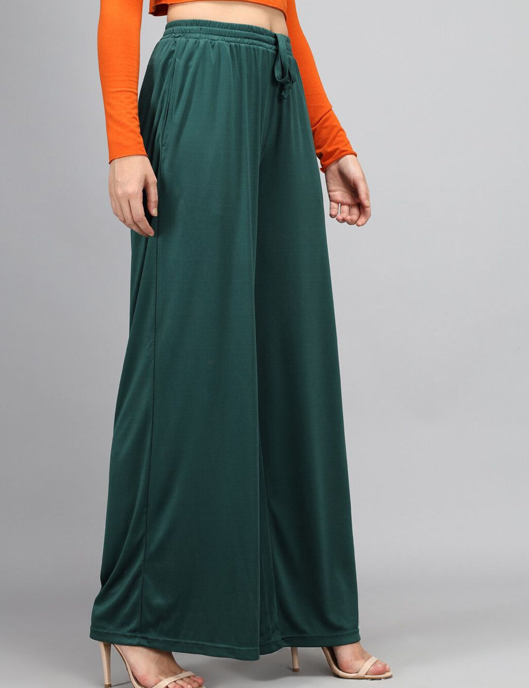 Kotty Women Green Loose Fit High-Rise Parallel Trousers