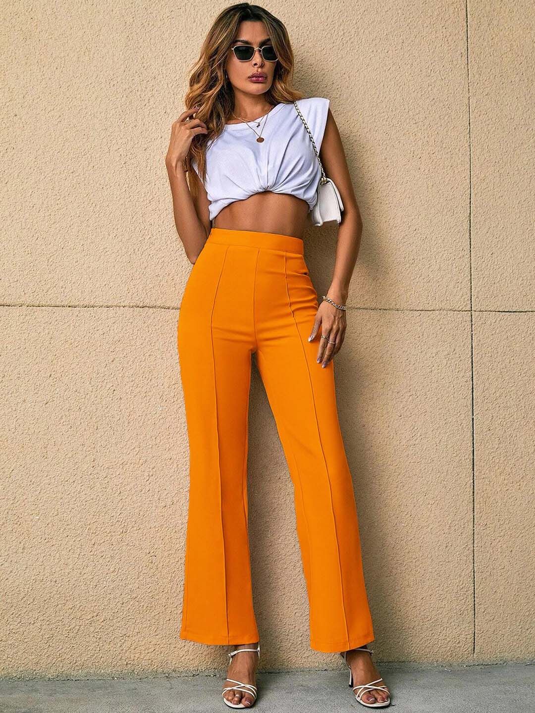 Kotty Women Relaxed Straight Fit High-Rise Easy Wash Trousers