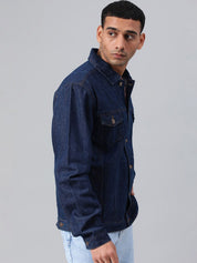 Kotty Blue Spread Collar Washed Denim Jacket