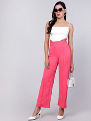 Kotty Women Pack Of 2 Relaxed Straight Leg High-Rise Straight Fit Easy Wash Trousers