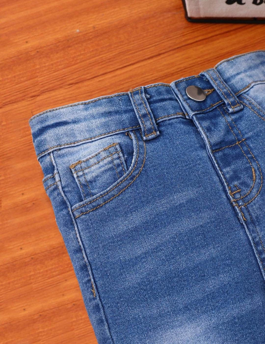 Kotty Girls Blue Jean Regular Fit Light Fade Stretchable Jeans