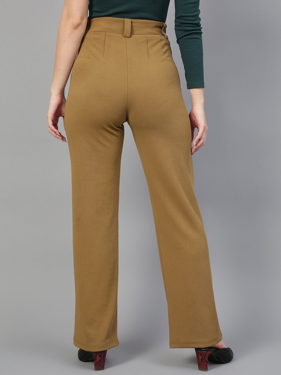 KOTTY BIZwear Women Relaxed Straight Fit High-Rise Easy Wash Parallel Trousers