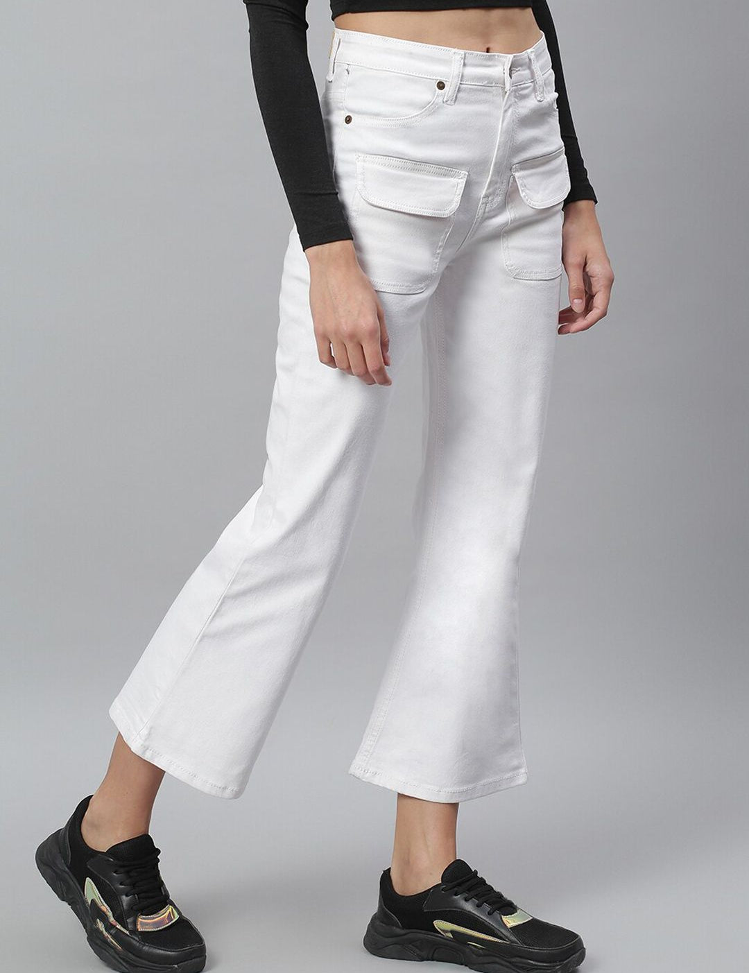 Kotty Women White Bootcut Mid-Rise Clean Look Stretchable Jeans