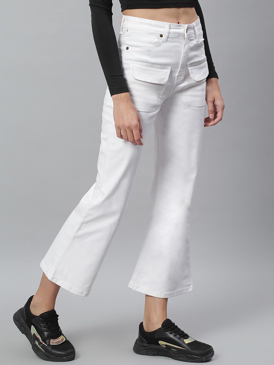 Kotty Women White Bootcut Mid-Rise Clean Look Stretchable Jeans