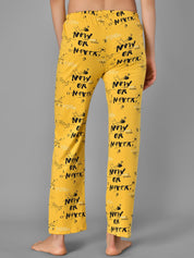 Kotty Women Yellow & Black Printed Night Suit