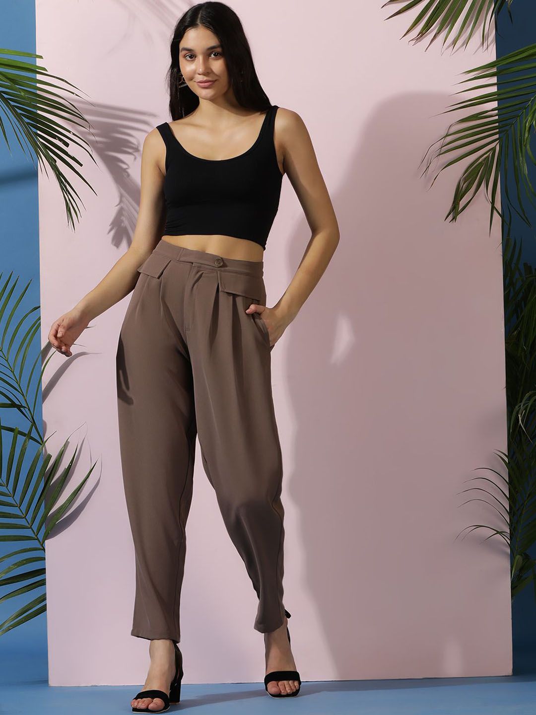 Kotty Women Relaxed High-Rise Easy Wash Pleated Trousers