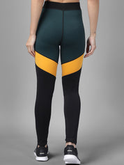 Kotty Women Black & Yellow Colourblocked Tights