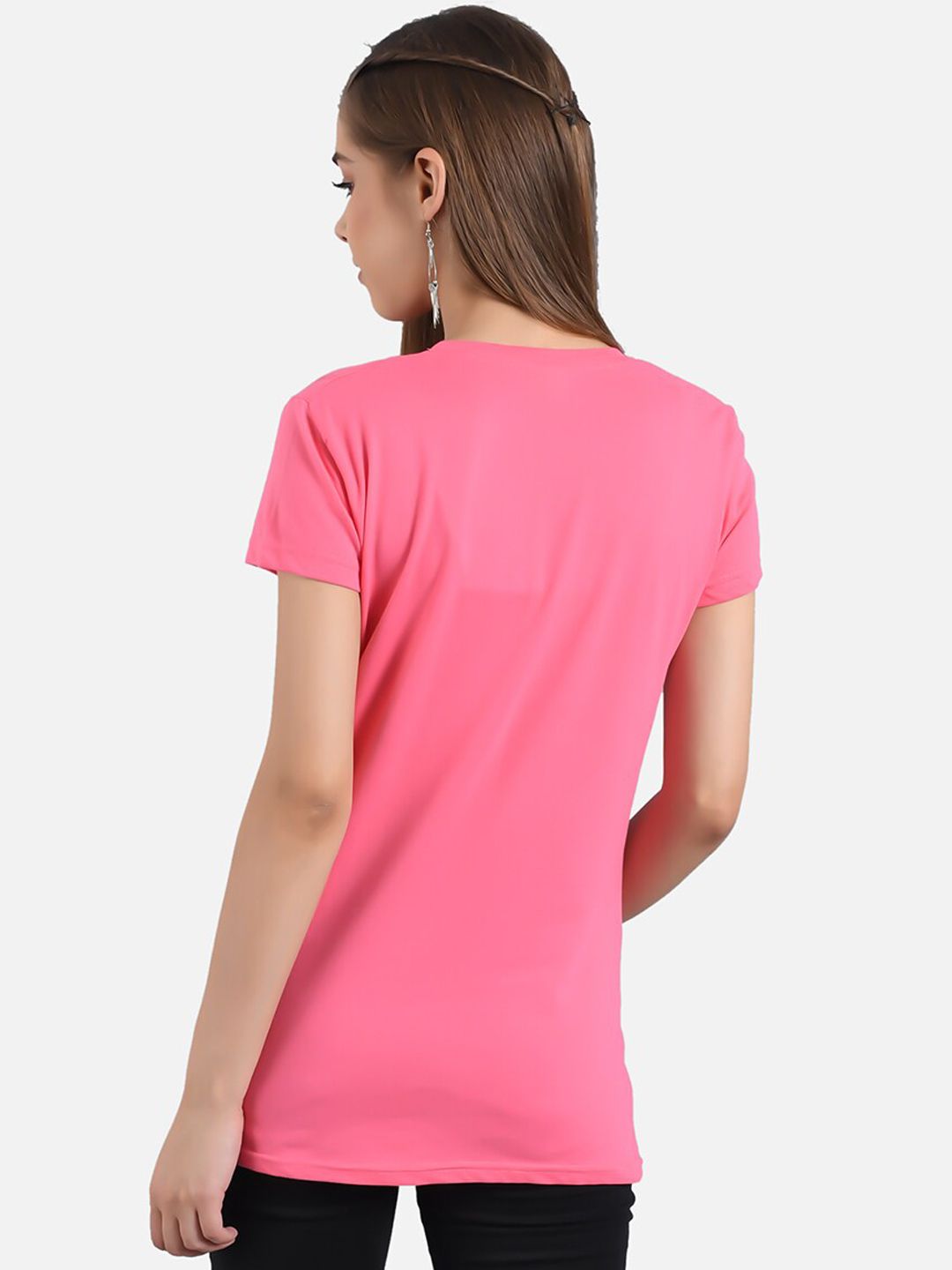 Kotty Women Pack Of 2 Red & Pink Printed Round Neck T-shirts