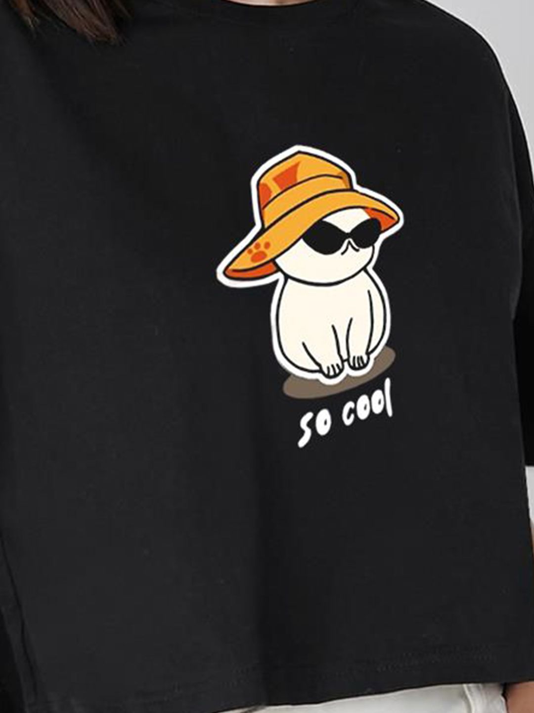 Kotty Graphic Printed Drop-Shoulder Sleeves T-shirt